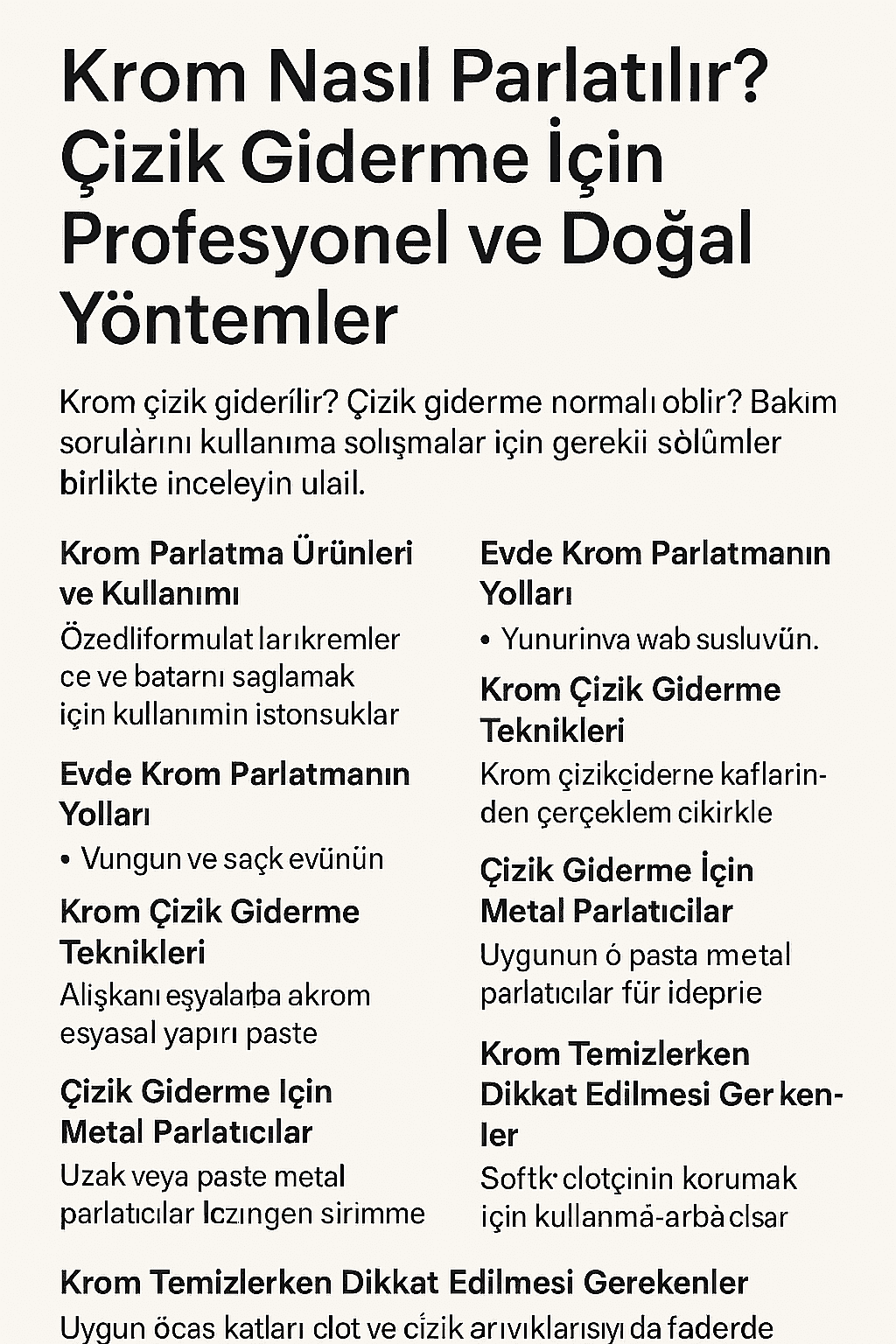Krom parlatmada profesyonel ürünler ve doğal yöntemlerin karşılaştırması