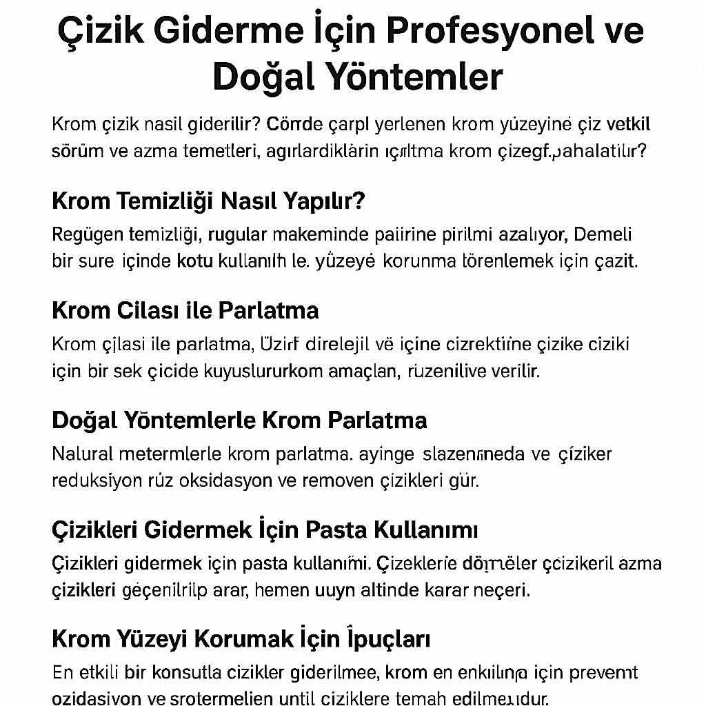Krom parlatma ve çizik giderme yöntemlerini gösteren infografik